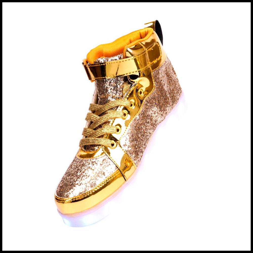 USB Rechargeable LED Light Up Sneakers High Top 11 Modes Party Dancing Shoes